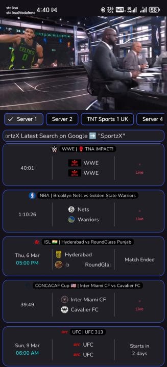 تحميل تطبيق SportzX Live TV مهكر APK للأندرويد 2027 أخر إصدار مجانًا تحميل تطبيق SportzX Live TV مهكر APK للأندرويد 2027 أخر إصدار مجانًا